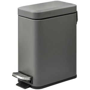 Praktische grijze afvalbak pedaalemmer, 5 liter inhoud grijs met stevige metalen behuizing en compact design voor thuisgebruik