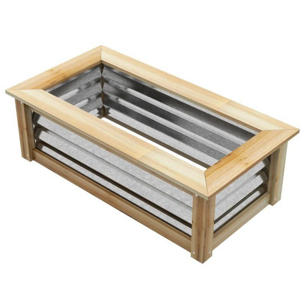 Verhoogde plantenbak hout/metaal 90x45x30 cm met open bodem