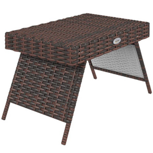 Opvouwbare polyrattan bijzettafel bruin 60 x 41 x 41 cm voor buiten met weerbestendig PE rotan en stevig frame