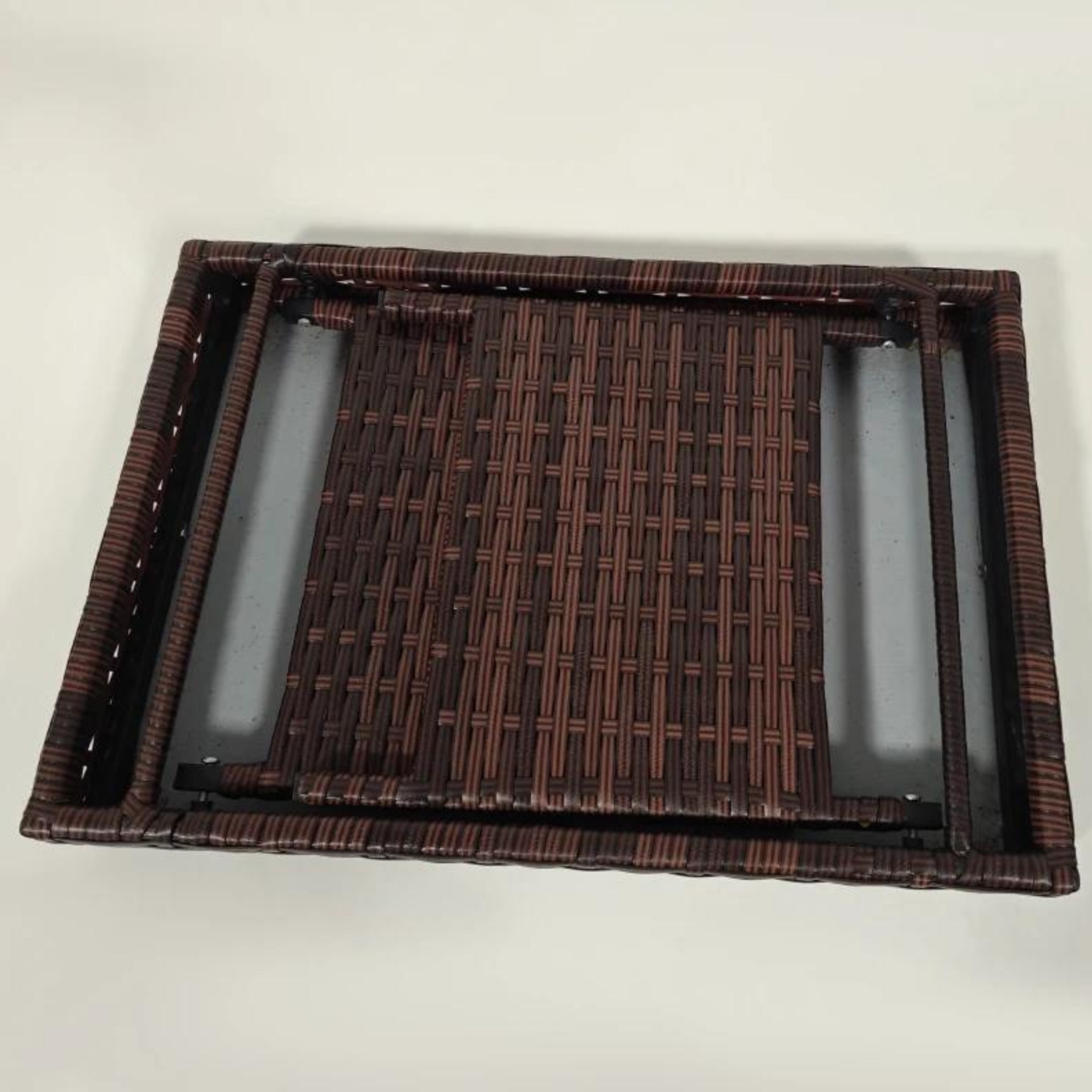 Opvouwbare polyrattan bijzettafel bruin 60 x 41 x 41 cm voor buiten
