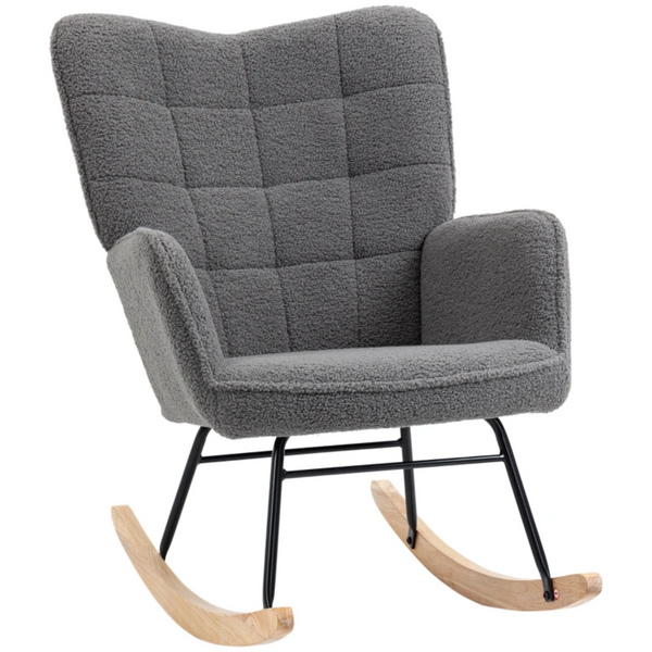 Schommelstoel grijs met zachte bekleding, ook voor de babykamer | Zenzee