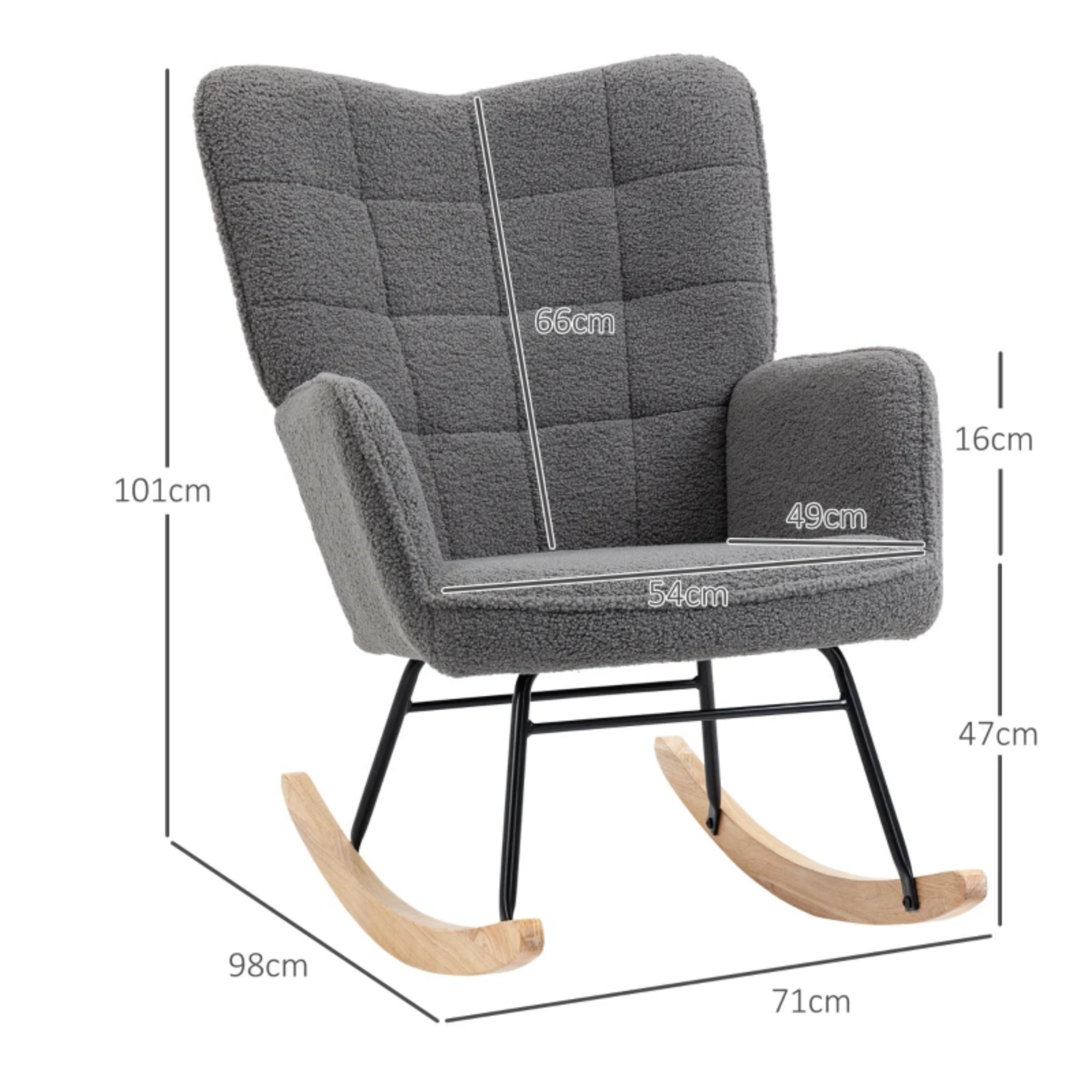 Schommelstoel grijs met zachte bekleding, ook voor de babykamer | Zenzee