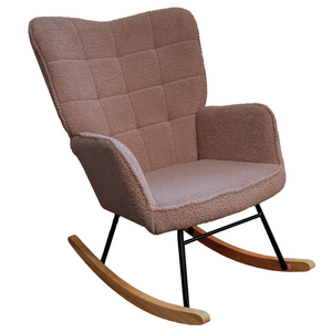 Schommelstoel taupe met zachte bekleding, ook voor de babykamer | Zenzee in modern design met houten voeten.