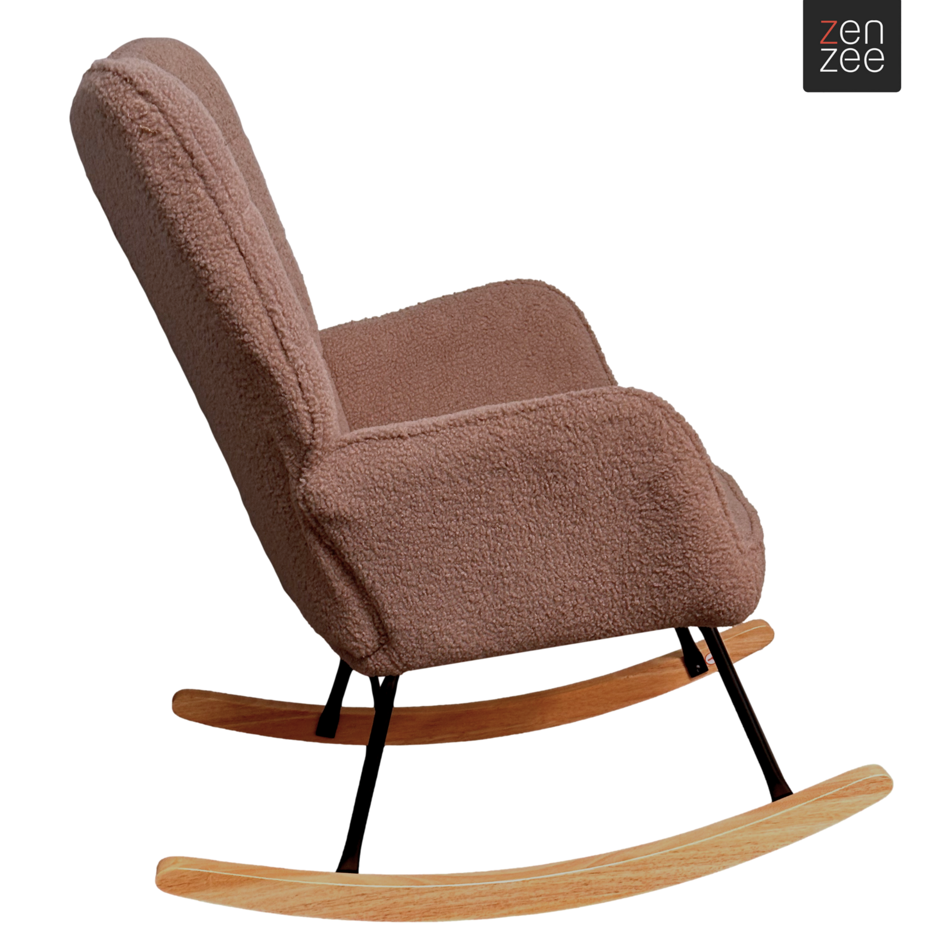 Schommelstoel taupe met zachte bekleding, ook voor de babykamer | Zenzee