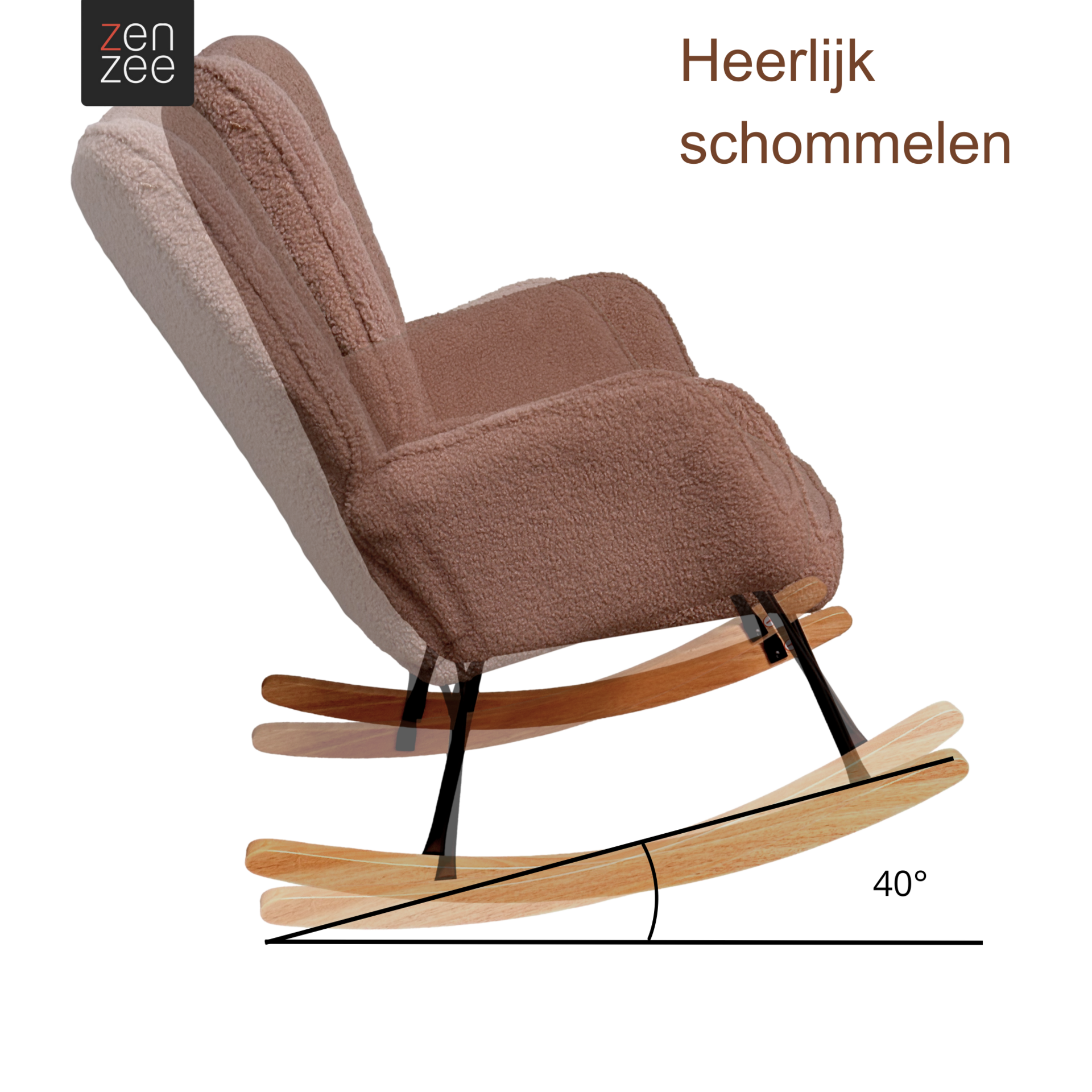 Schommelstoel taupe met zachte bekleding, ook voor de babykamer | Zenzee