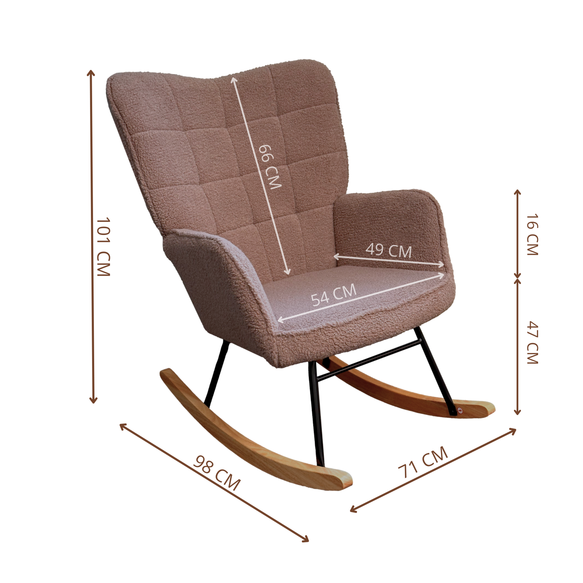 Schommelstoel taupe met zachte bekleding, ook voor de babykamer | Zenzee