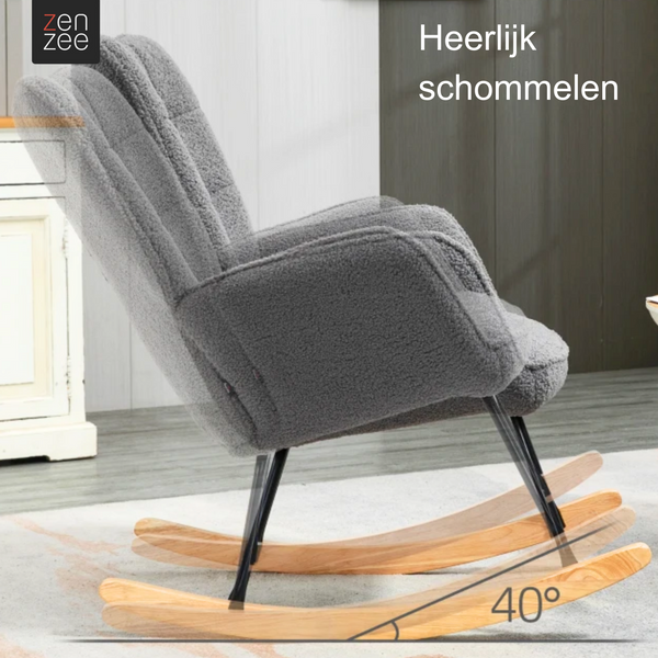 Comfortabele grijze schommelstoel voor voeding, lezen en ontspannen | Zenzee