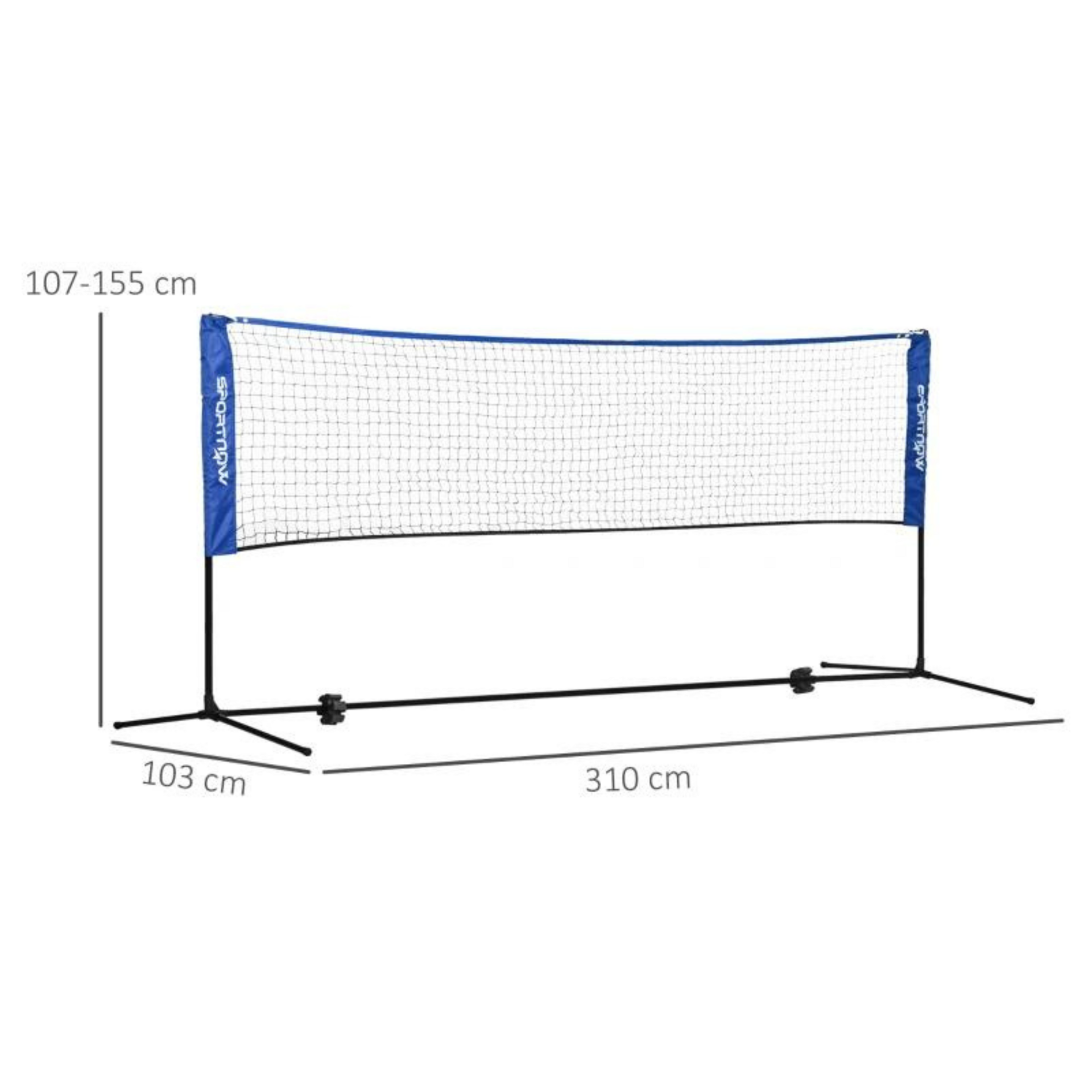 Badmintonnet 310 cm met draagtas voor buitengebruik
