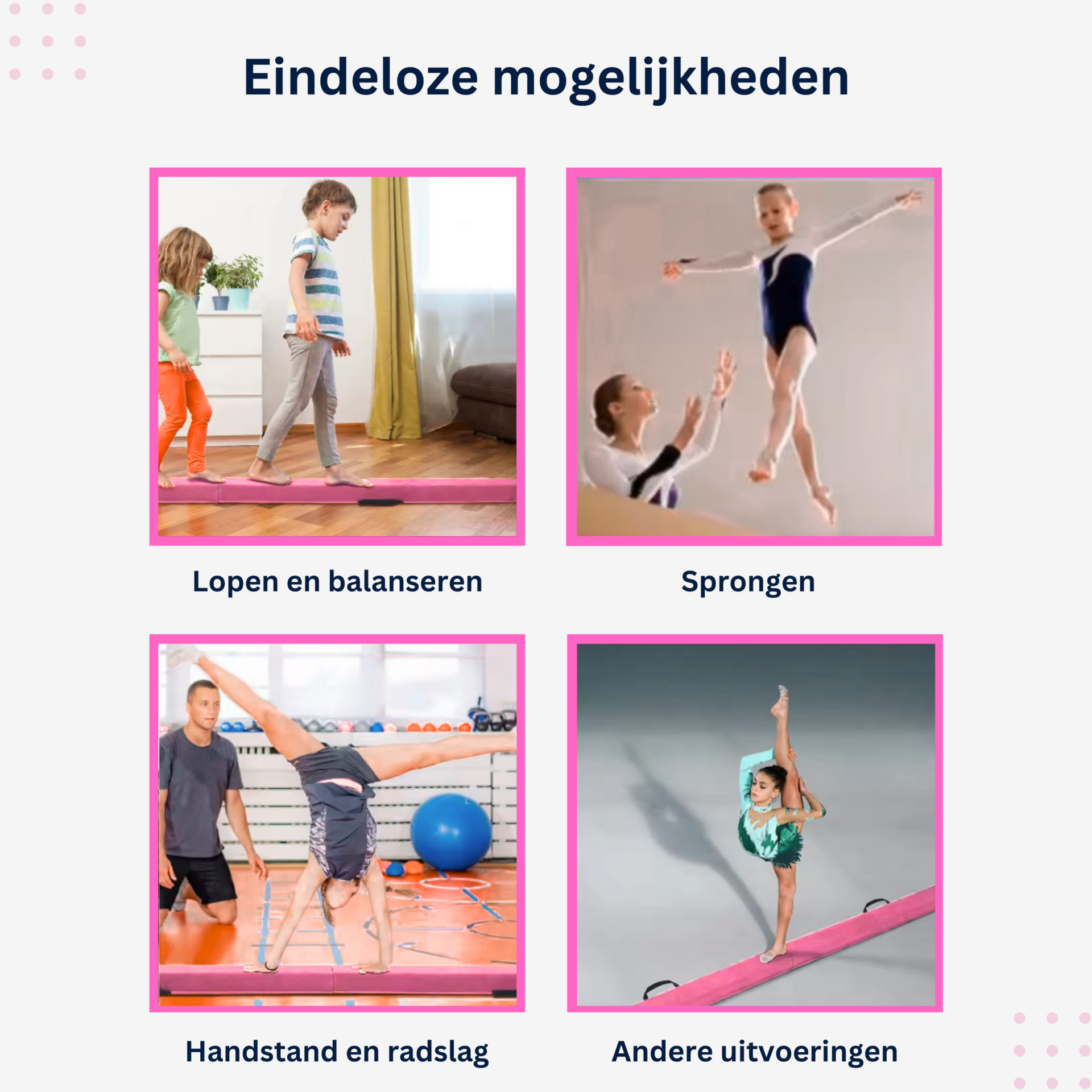 Turnbalk roze 270 cm met draagtas voor turntraining | Zenzee