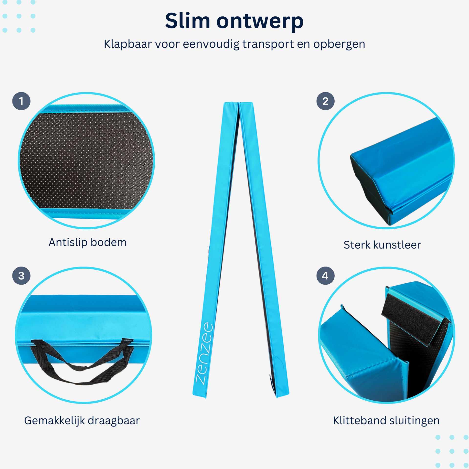 Turnbalk blauw 270 cm met draagtas voor turntraining | Zenzee