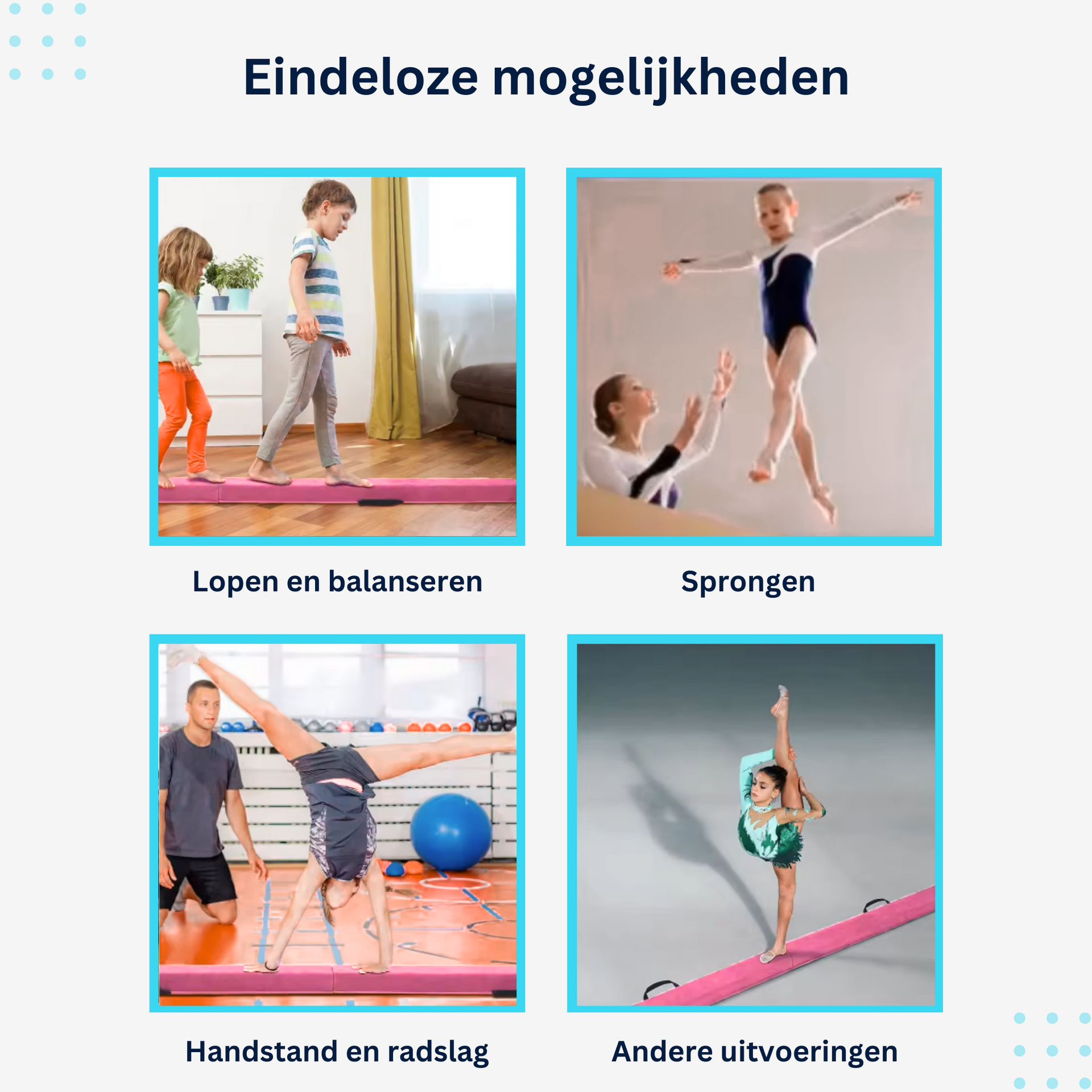 Turnbalk blauw 270 cm met draagtas voor turntraining | Zenzee