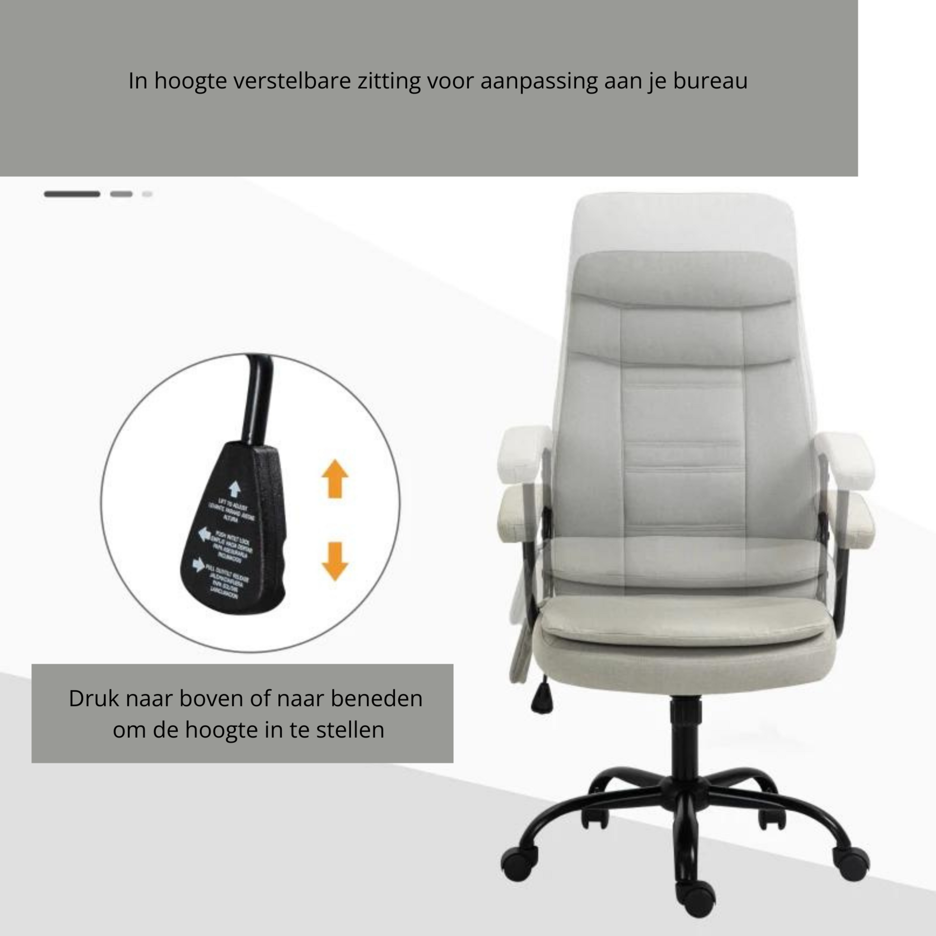 Ergonomische bureaustoel beige met relax- en massagefunctie