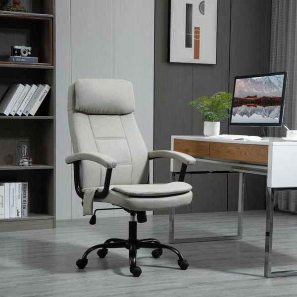 Ergonomische bureaustoel beige met relax- en massagefunctie