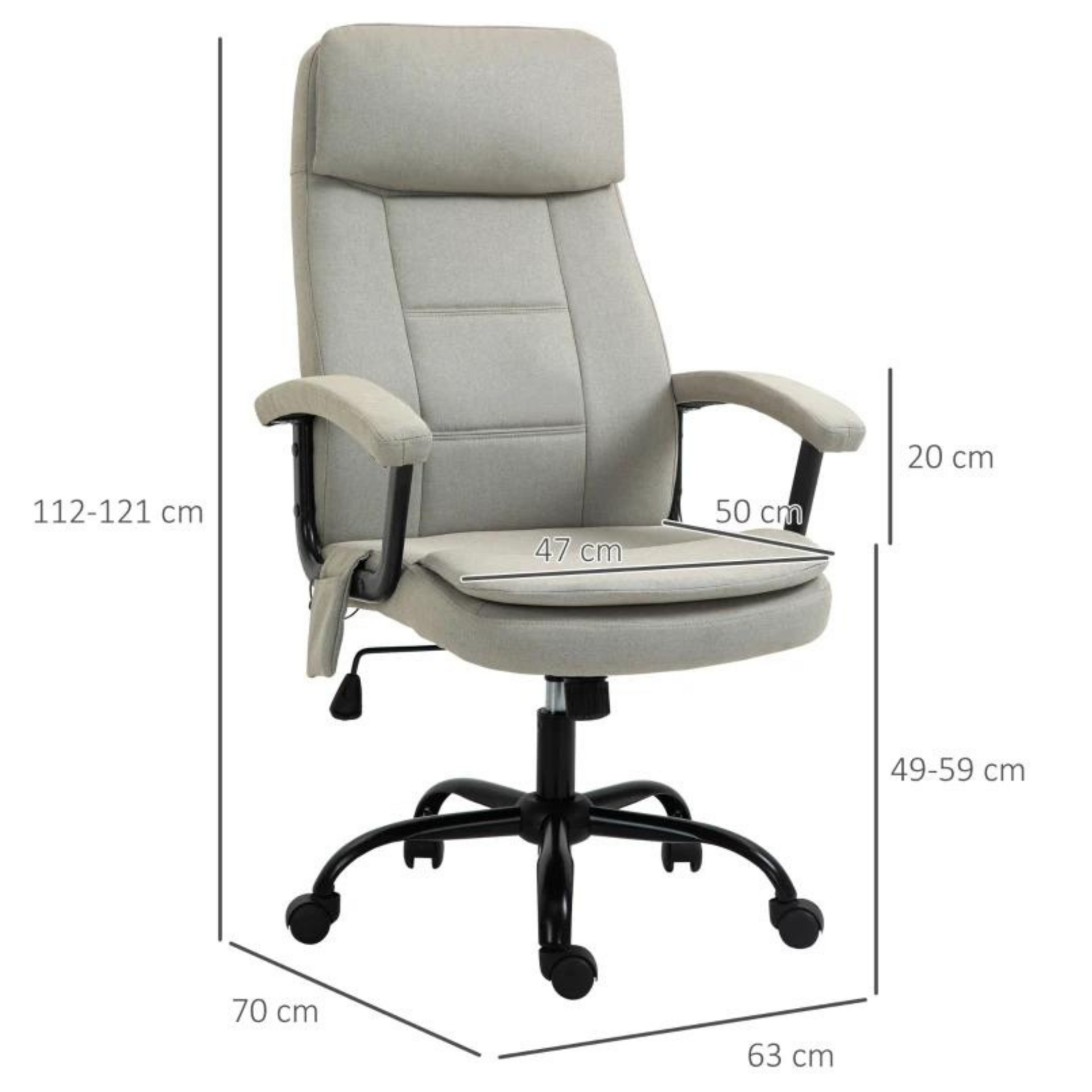 Ergonomische bureaustoel beige met relax- en massagefunctie