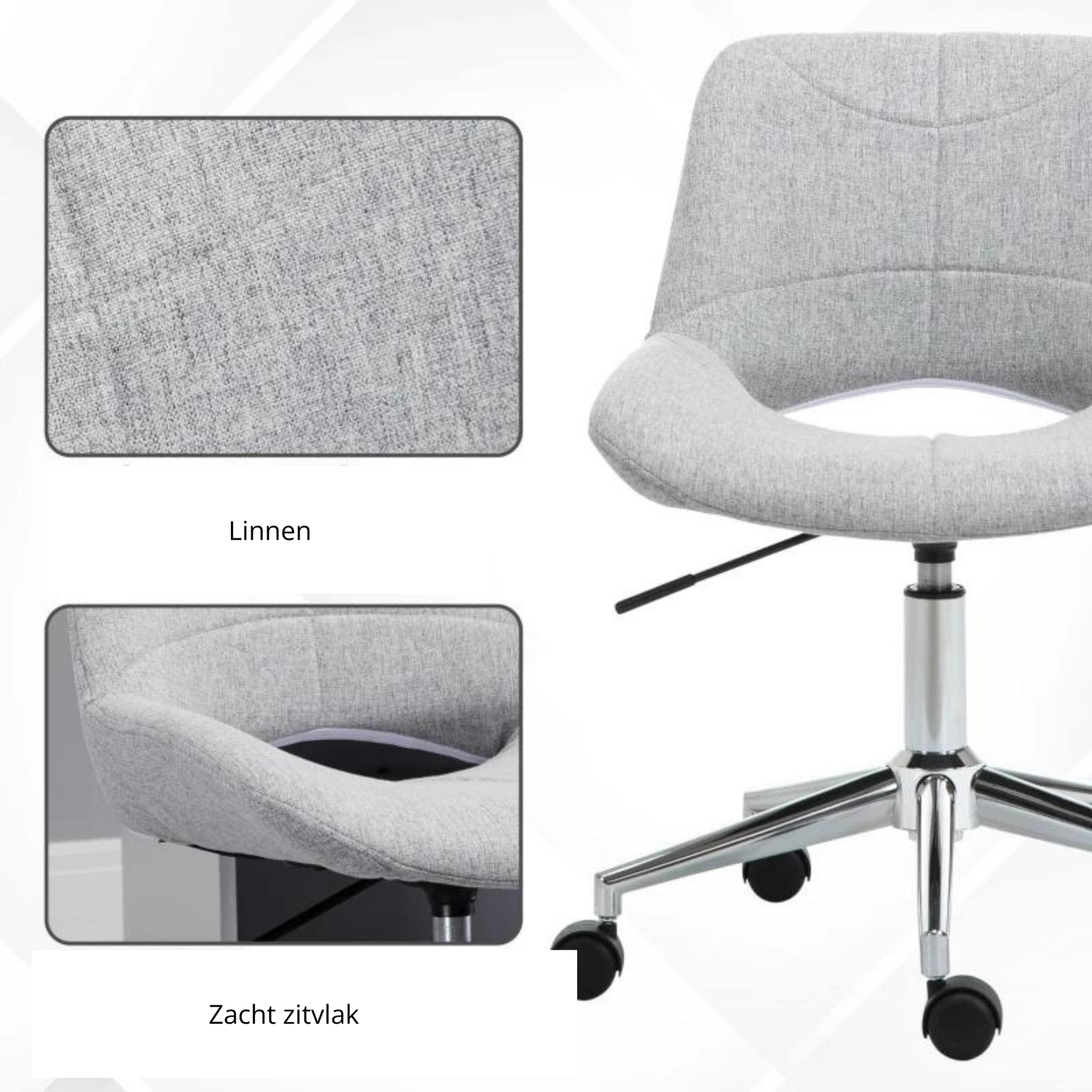 Ergonomische bureaustoel grijs met lage rugleuning