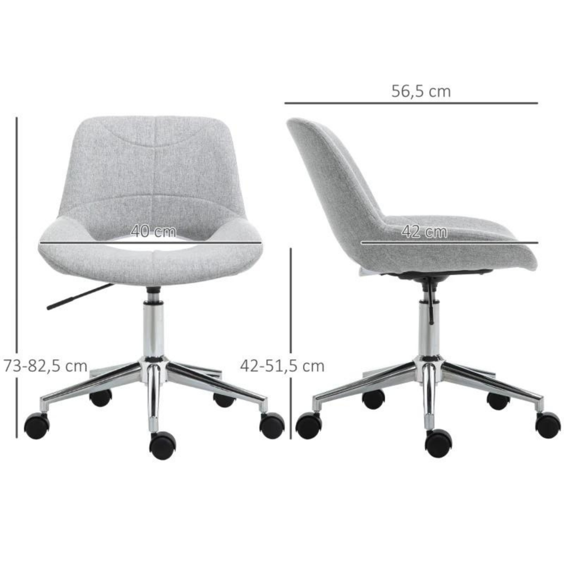 Ergonomische bureaustoel grijs met lage rugleuning
