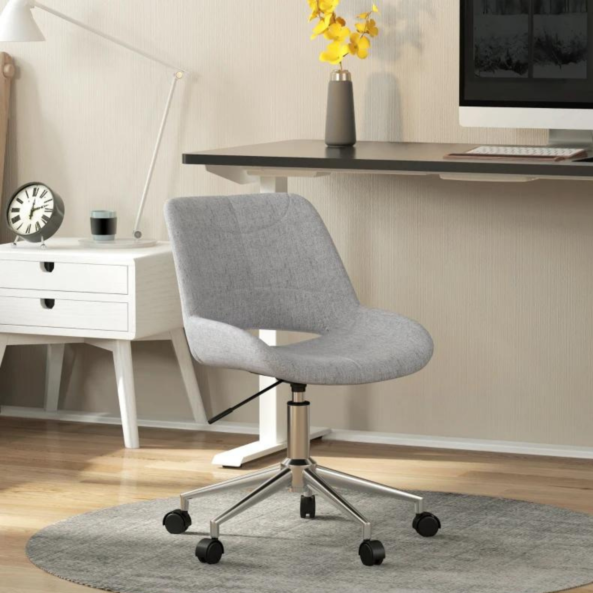 Ergonomische bureaustoel grijs met lage rugleuning