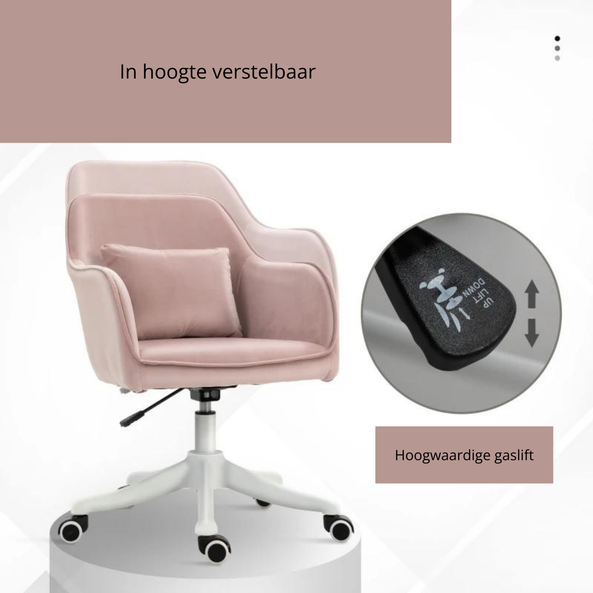 Ergonomische bureaustoel vintage roze met massagefunctie