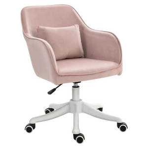 Ergonomische bureaustoel vintage roze met massagefunctie, zachte stof en wieltjes voor comfortabel zitten en bewegen