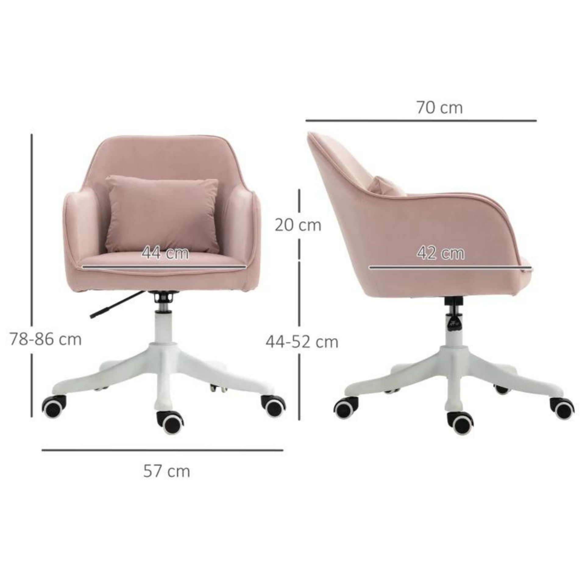 Ergonomische bureaustoel vintage roze met massagefunctie