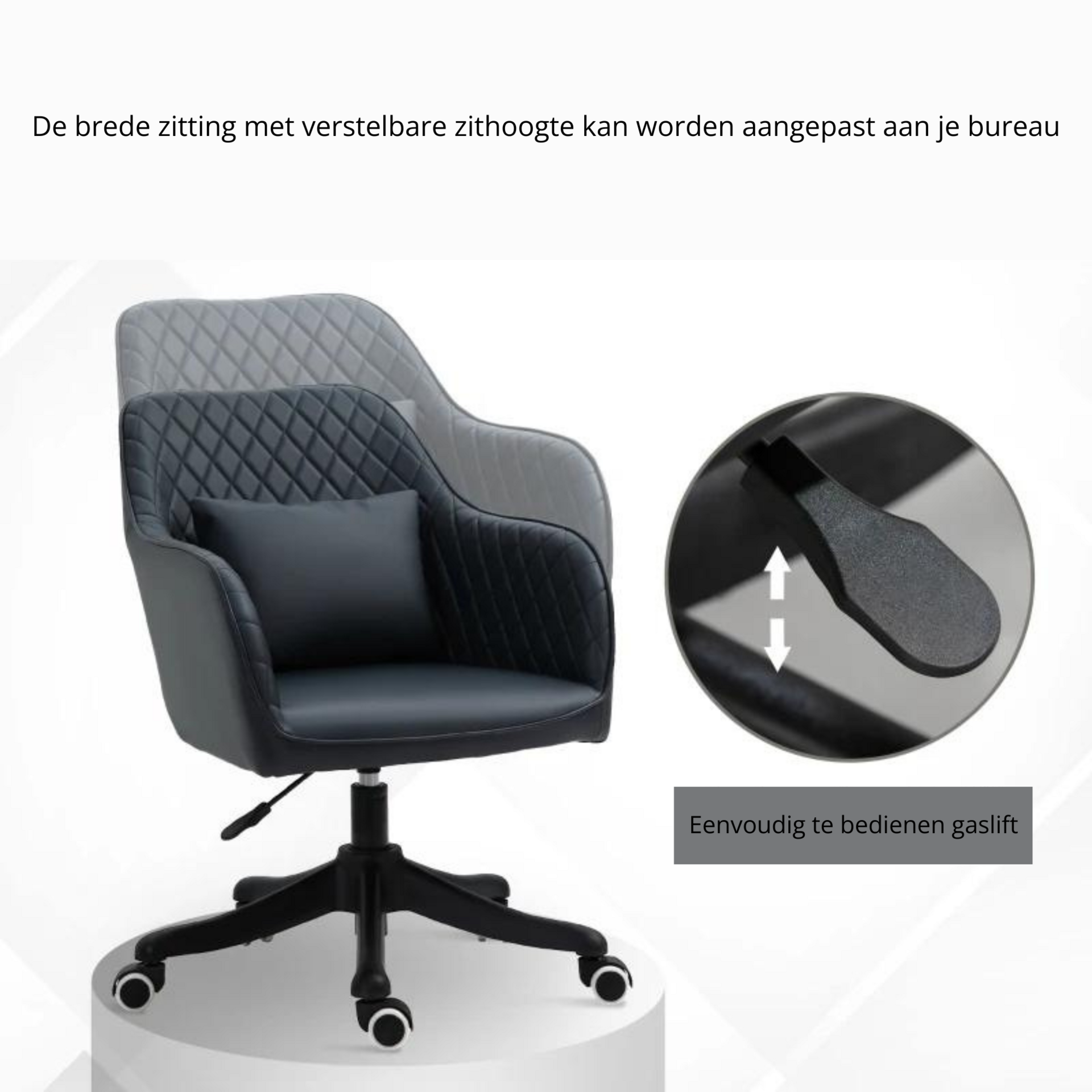 Ergonomische bureaustoel antraciet met massagefunctie en ruitmotief