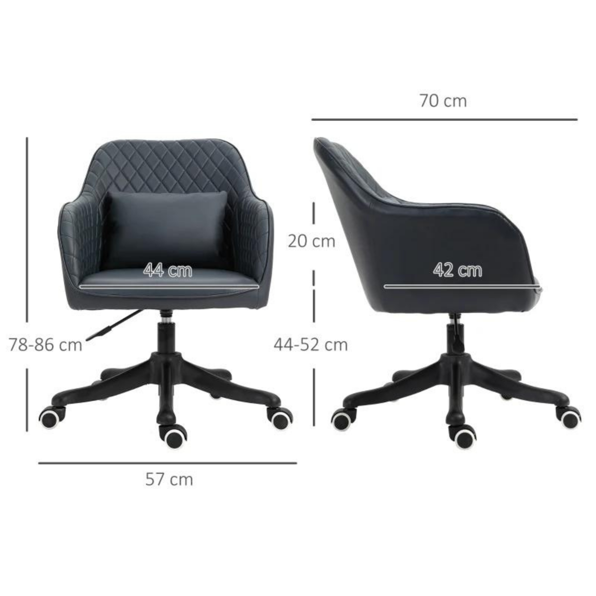 Ergonomische bureaustoel antraciet met massagefunctie en ruitmotief