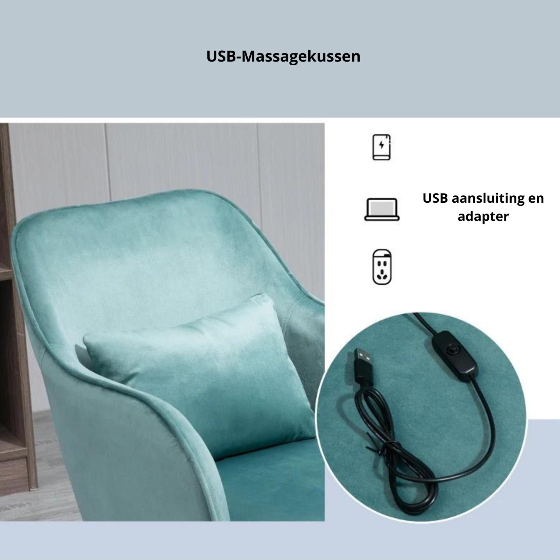 Ergonomische bureaustoel vintage groen met massagefunctie
