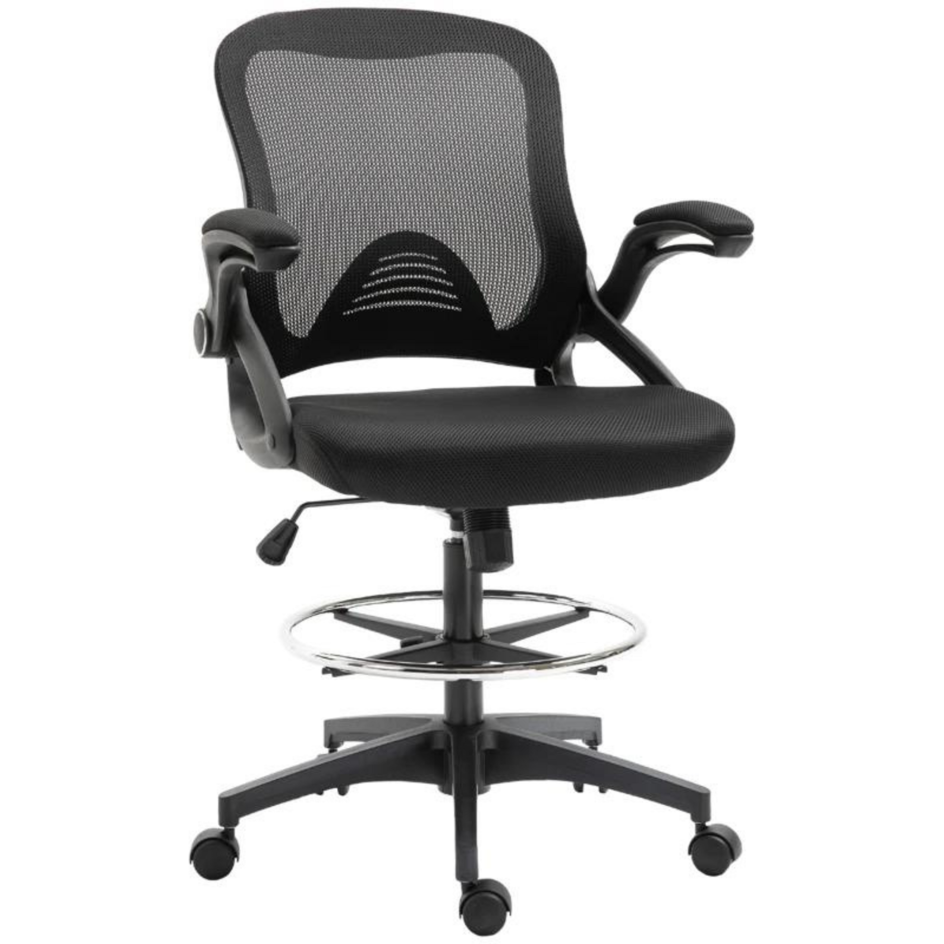 Comfortabele ergonomische bureaustoel met sta-op functie in zwart