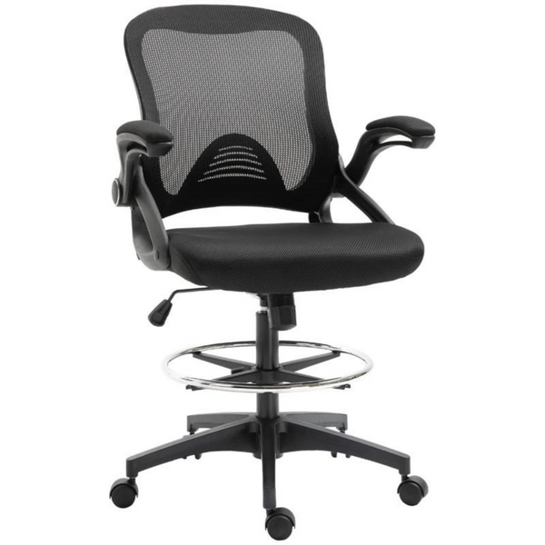 Comfortabele ergonomische bureaustoel met sta-op functie in zwart