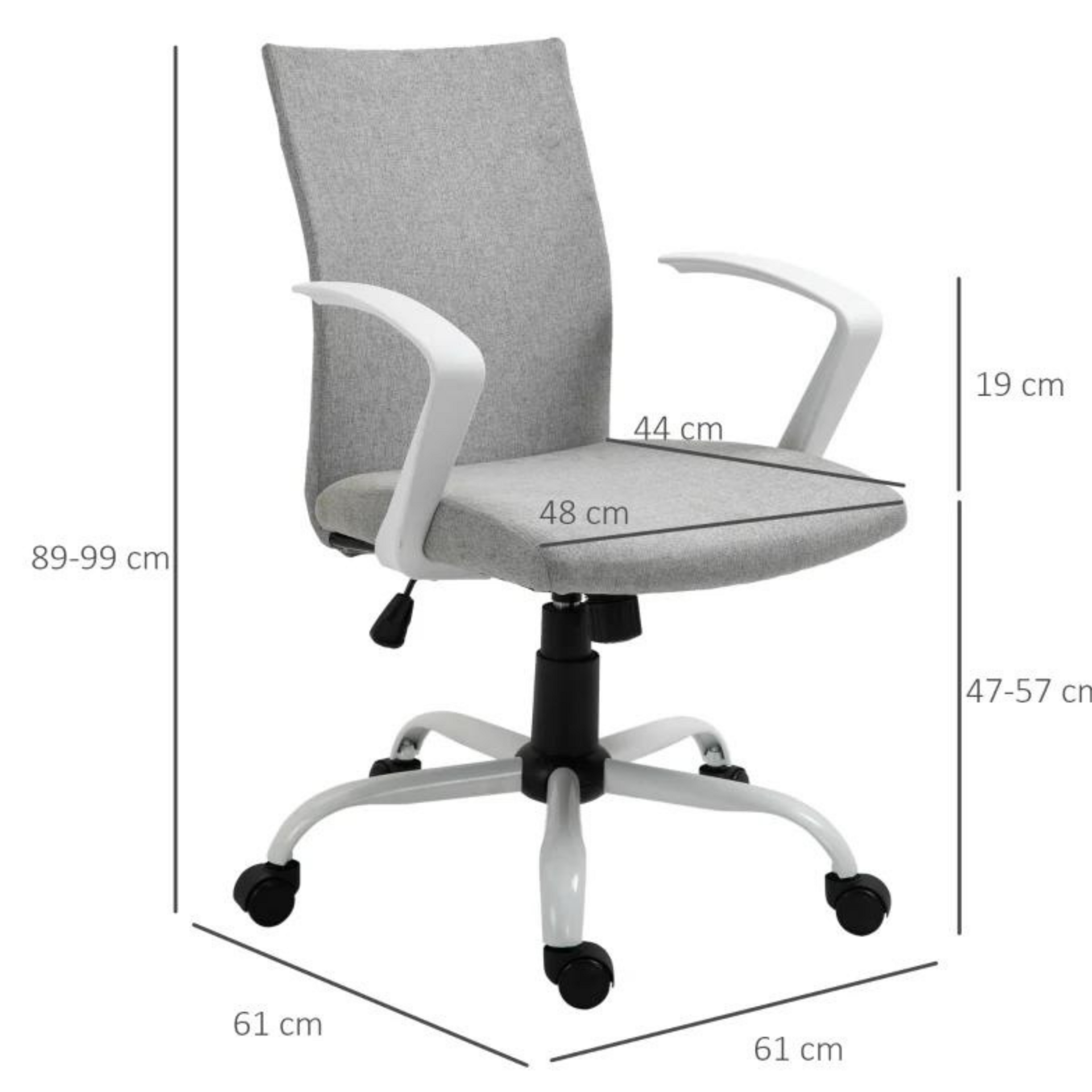 Ergonomische bureaustoel grijs met linnenlook stof en schommelfunctie