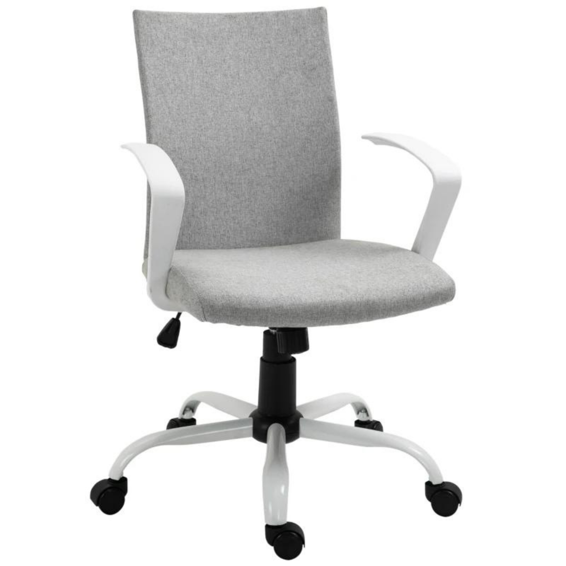 Ergonomische bureaustoel grijs met linnenlook stof en schommelfunctie