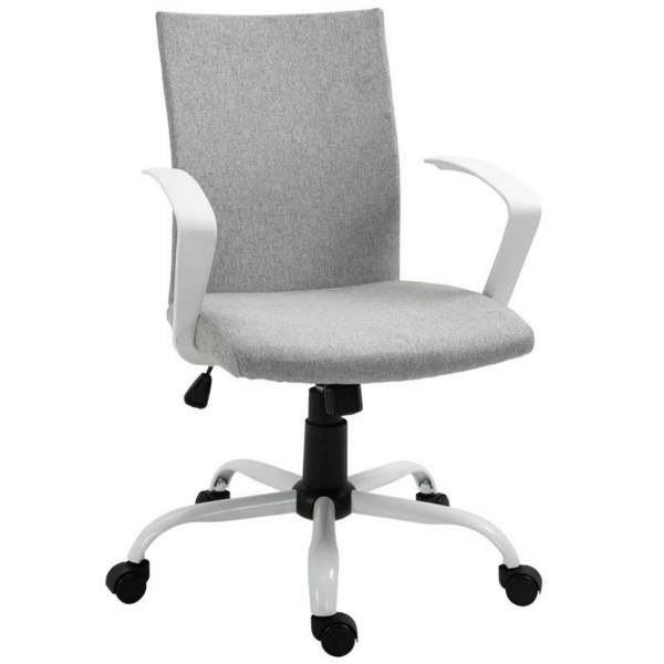 Ergonomische bureaustoel grijs met linnenlook stof en schommelfunctie