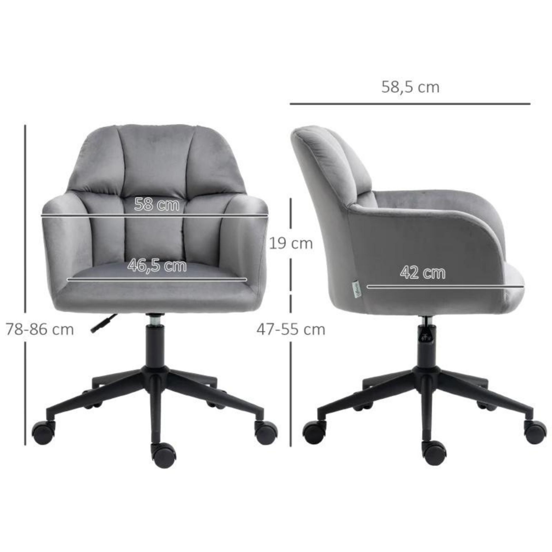 Ergonomische bureaustoel – grijs met verstelbare zithoogte en modern design