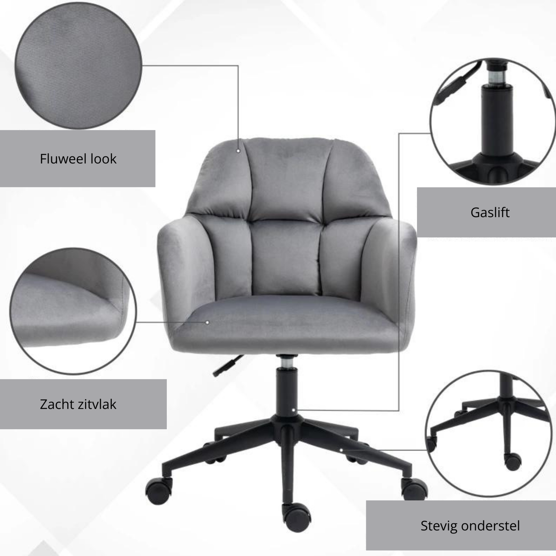 Ergonomische bureaustoel – grijs met verstelbare zithoogte en modern design
