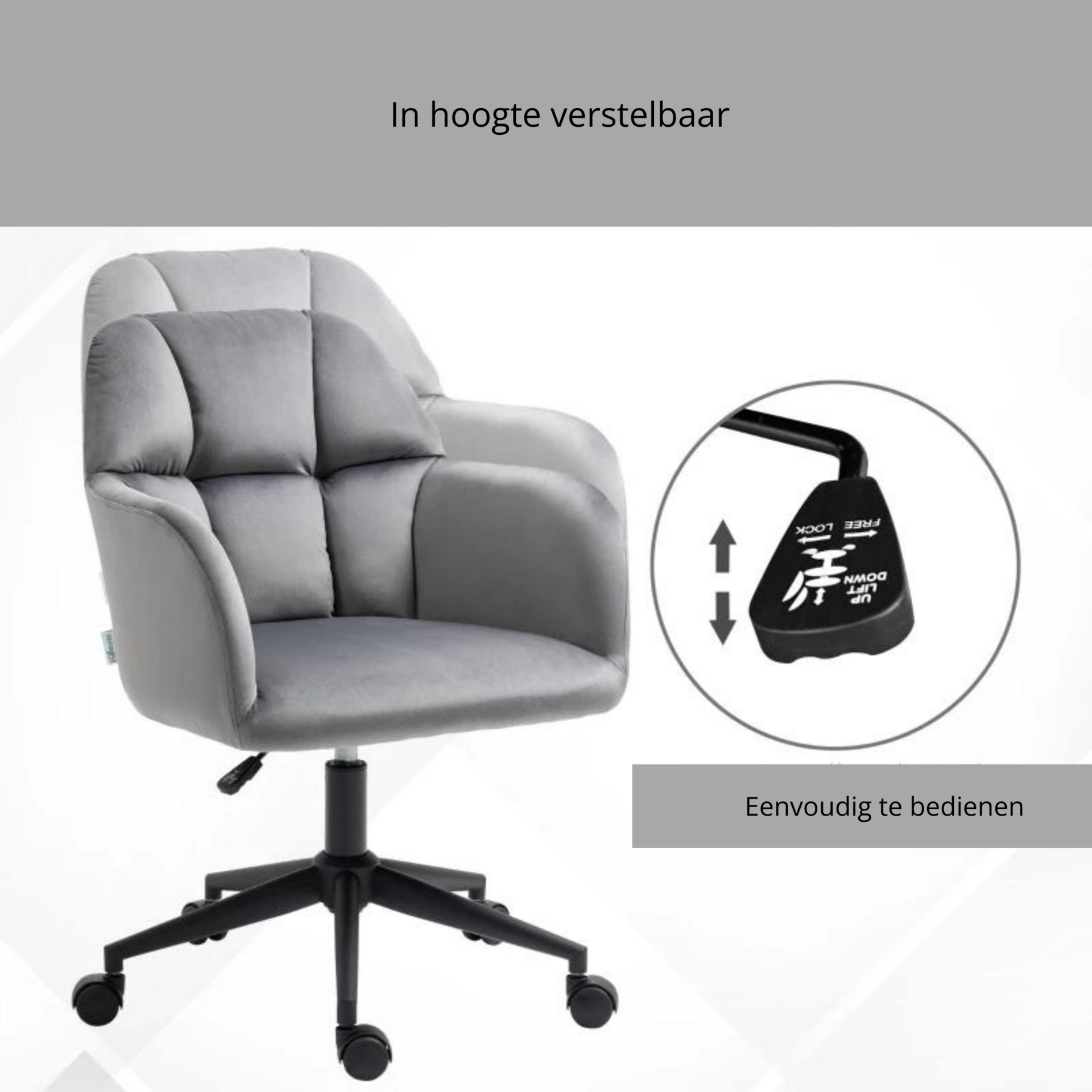 Ergonomische bureaustoel – grijs met verstelbare zithoogte en modern design