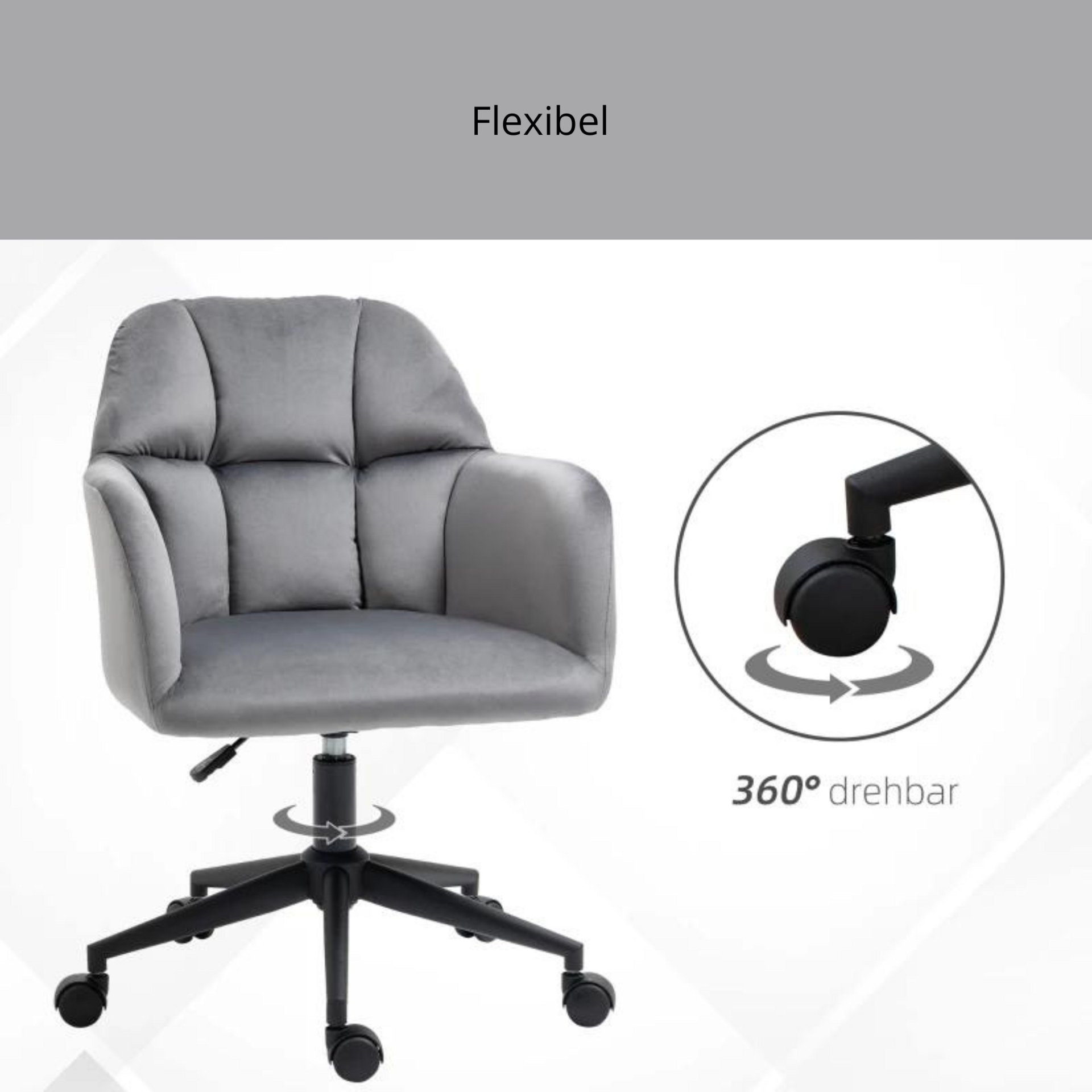 Ergonomische bureaustoel – grijs met verstelbare zithoogte en modern design