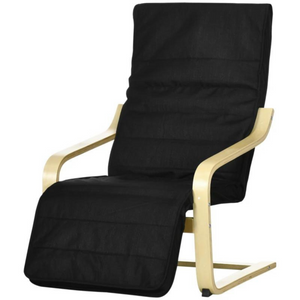 relaxfauteuil-5-standen-gewatteerd-compact-66x94x100cm met houten frame en comfortabel zwart kussen voor ontspanning thuis