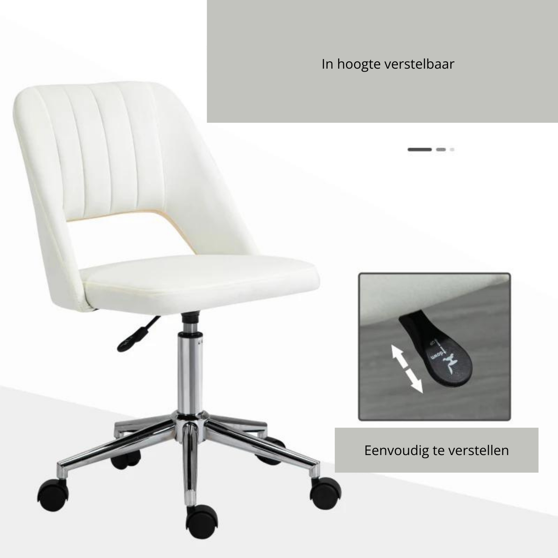 Minimalistische witte bureaustoel – verstelbaar en stijlvol design