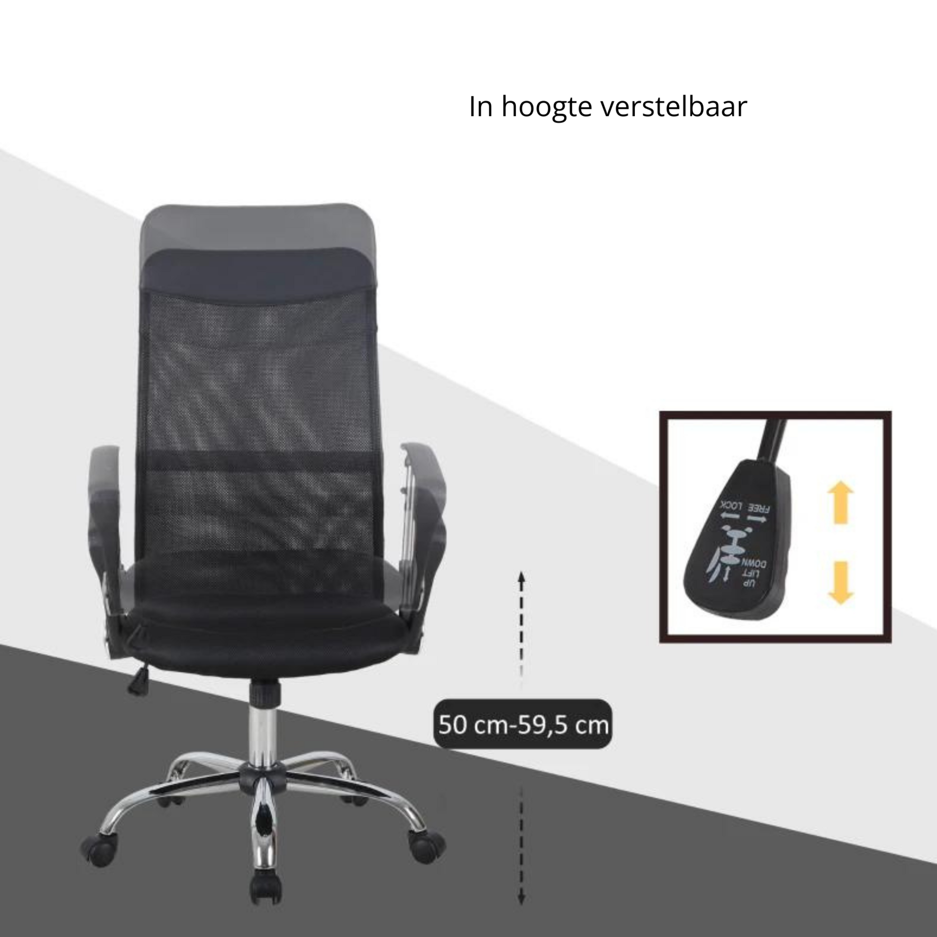 Ergonomische bureaustoel – zwart mesh met verstelbare zithoogte