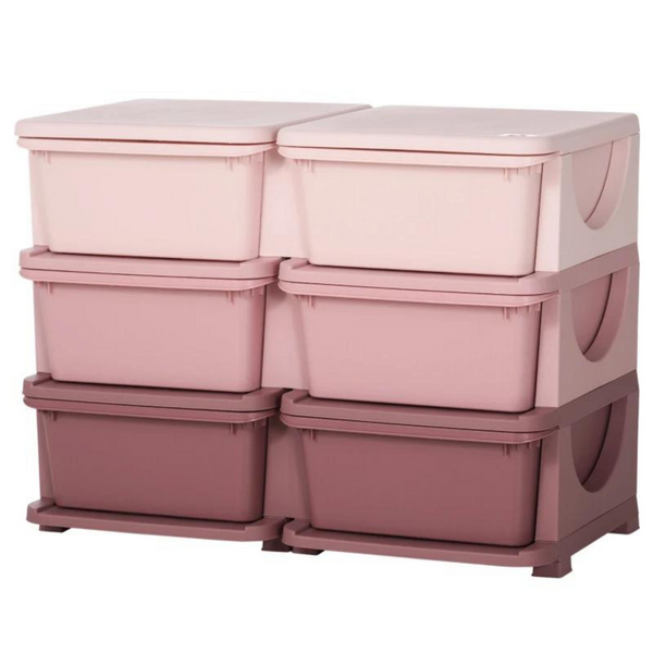 Roze speelgoed organizer – 6 lades, 3 lagen, kindvriendelijk ontwerp| Zenzee