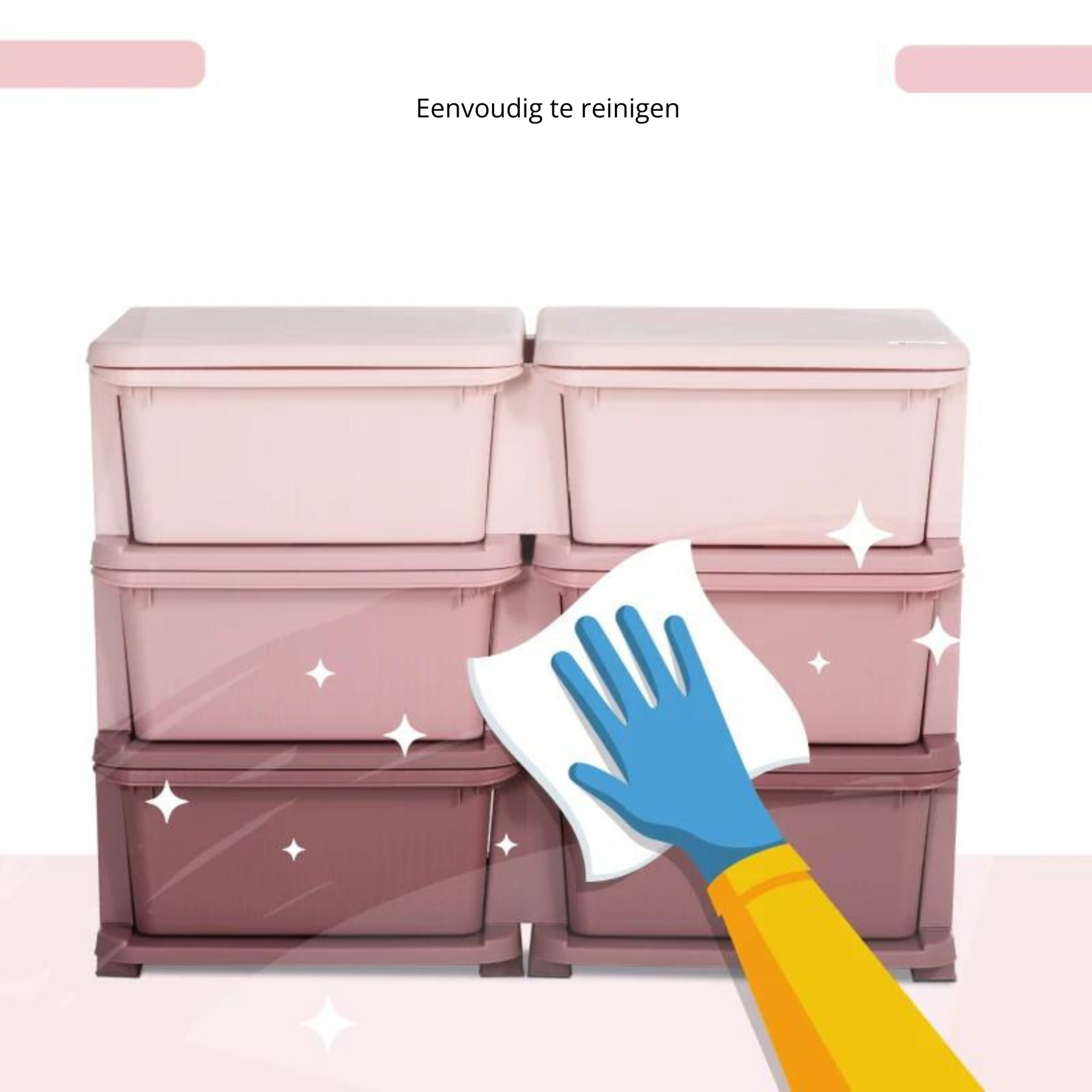 Roze speelgoed organizer – 6 lades, 3 lagen, kindvriendelijk ontwerp| Zenzee