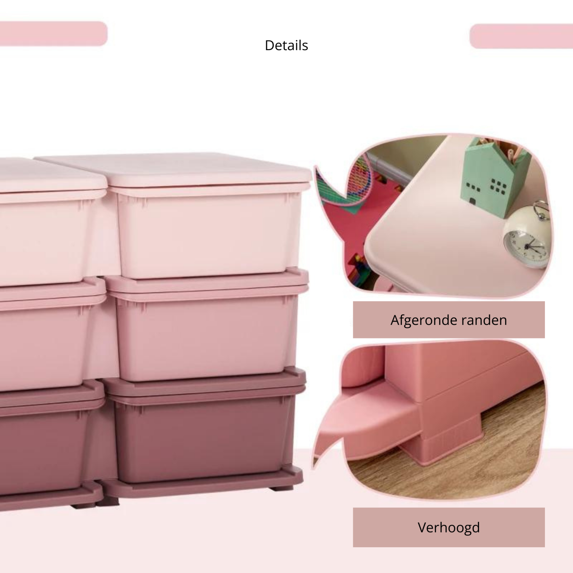 Roze speelgoed organizer – 6 lades, 3 lagen, kindvriendelijk ontwerp| Zenzee