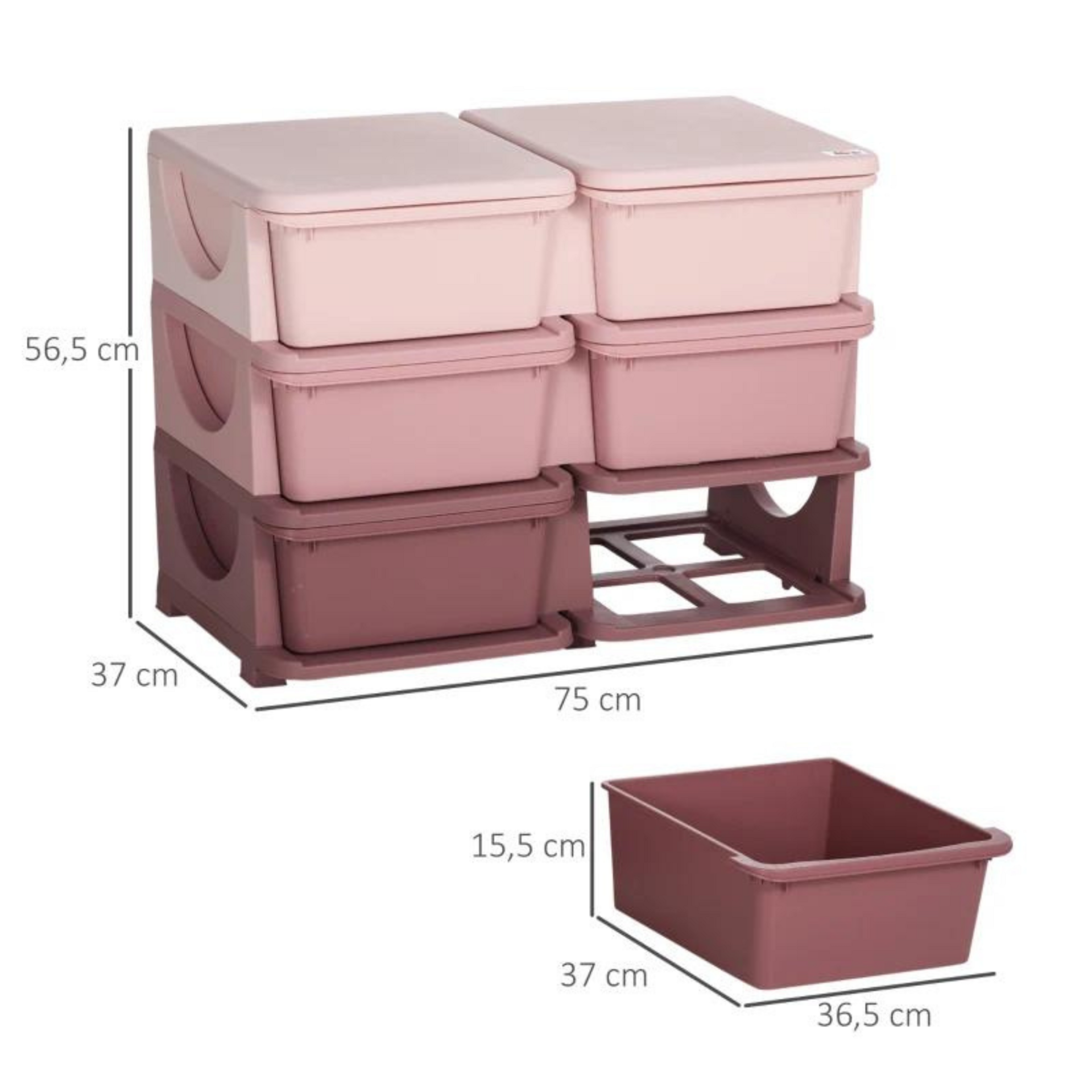 Roze speelgoed organizer – 6 lades, 3 lagen, kindvriendelijk ontwerp| Zenzee