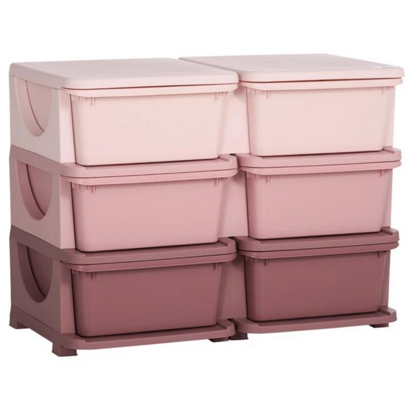 Roze speelgoed organizer – 6 lades, 3 lagen, kindvriendelijk ontwerp| Zenzee