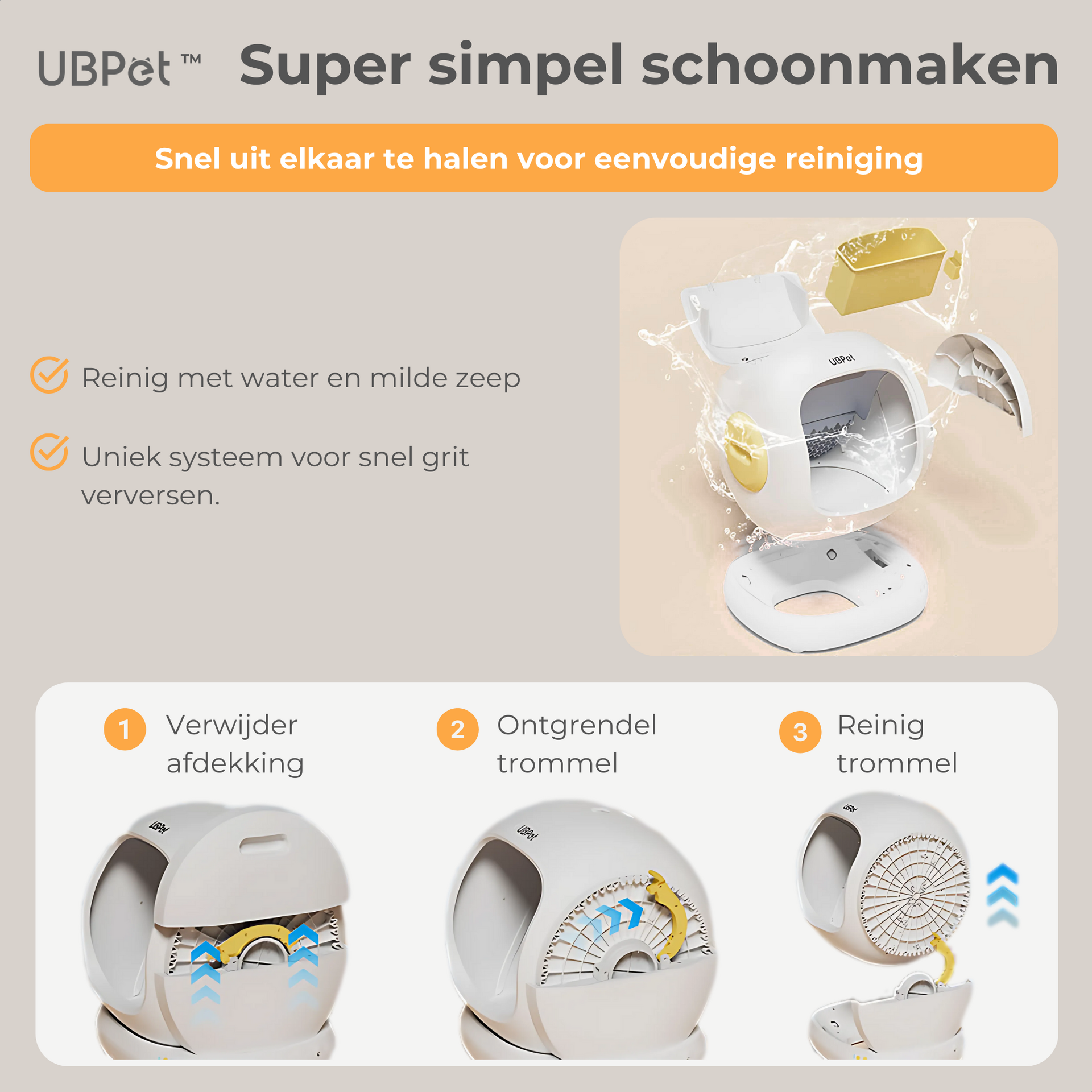 UBPet C20 automatische kattenbak – met app-bediening en dubbele geurverwijdering
