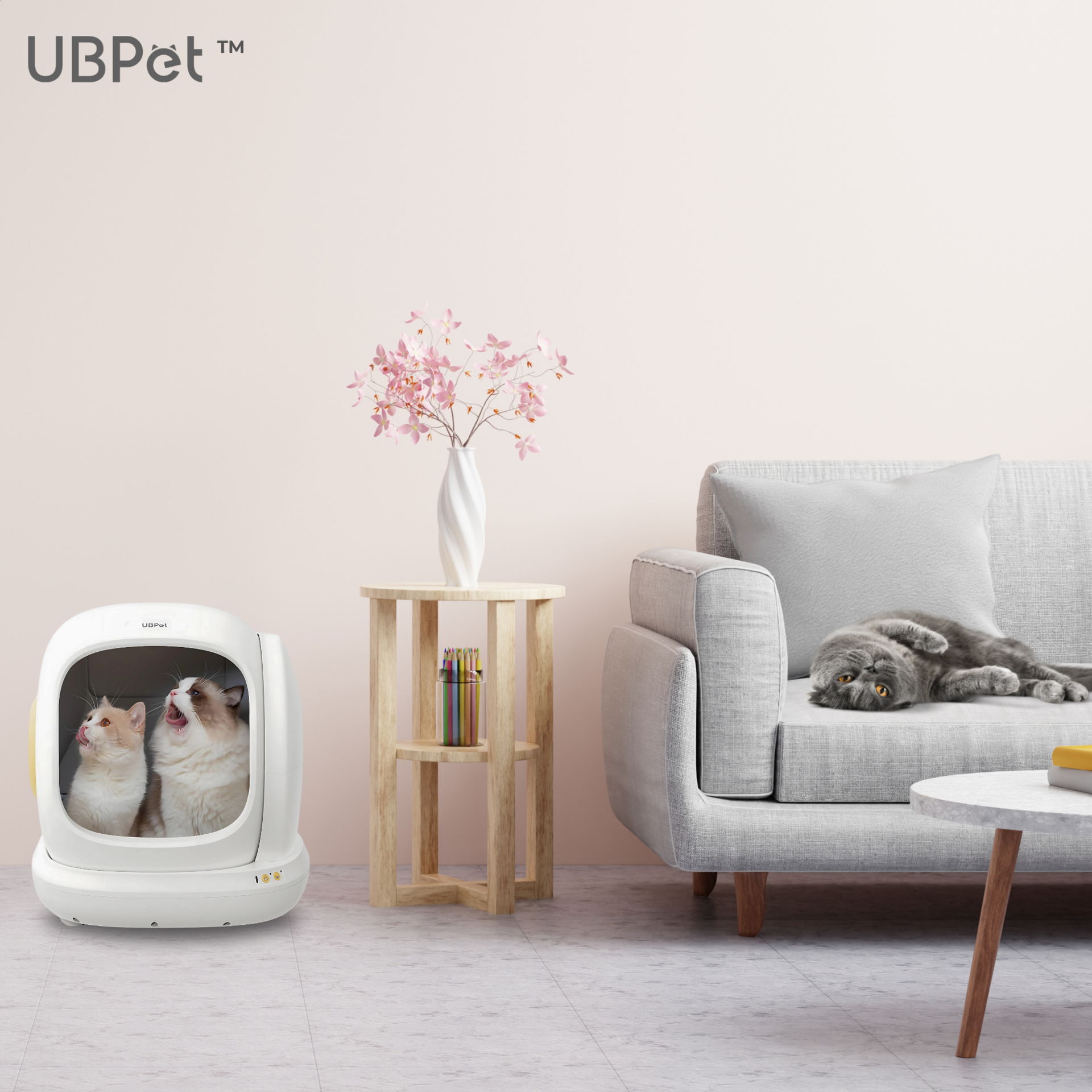 UBPet C20 automatische kattenbak – met app-bediening en dubbele geurverwijdering