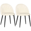 Set van 2 eetkamerstoelen – fluweelachtig crème met zwarte poten