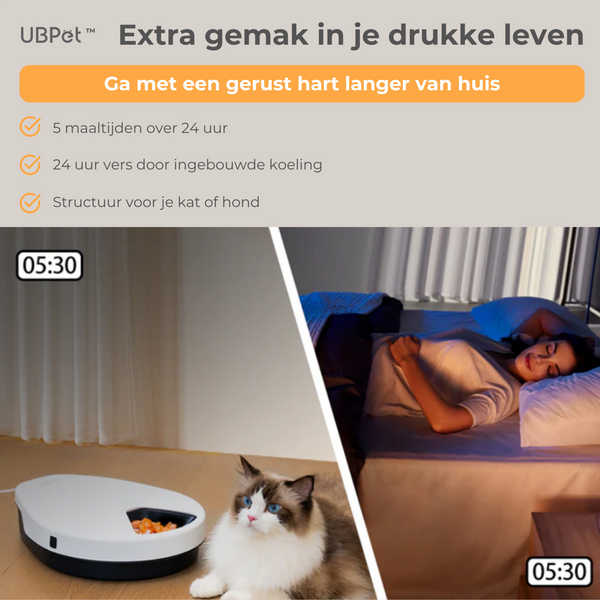 UBpet F10 automatische voerbak – met koeling en 5 compartimenten