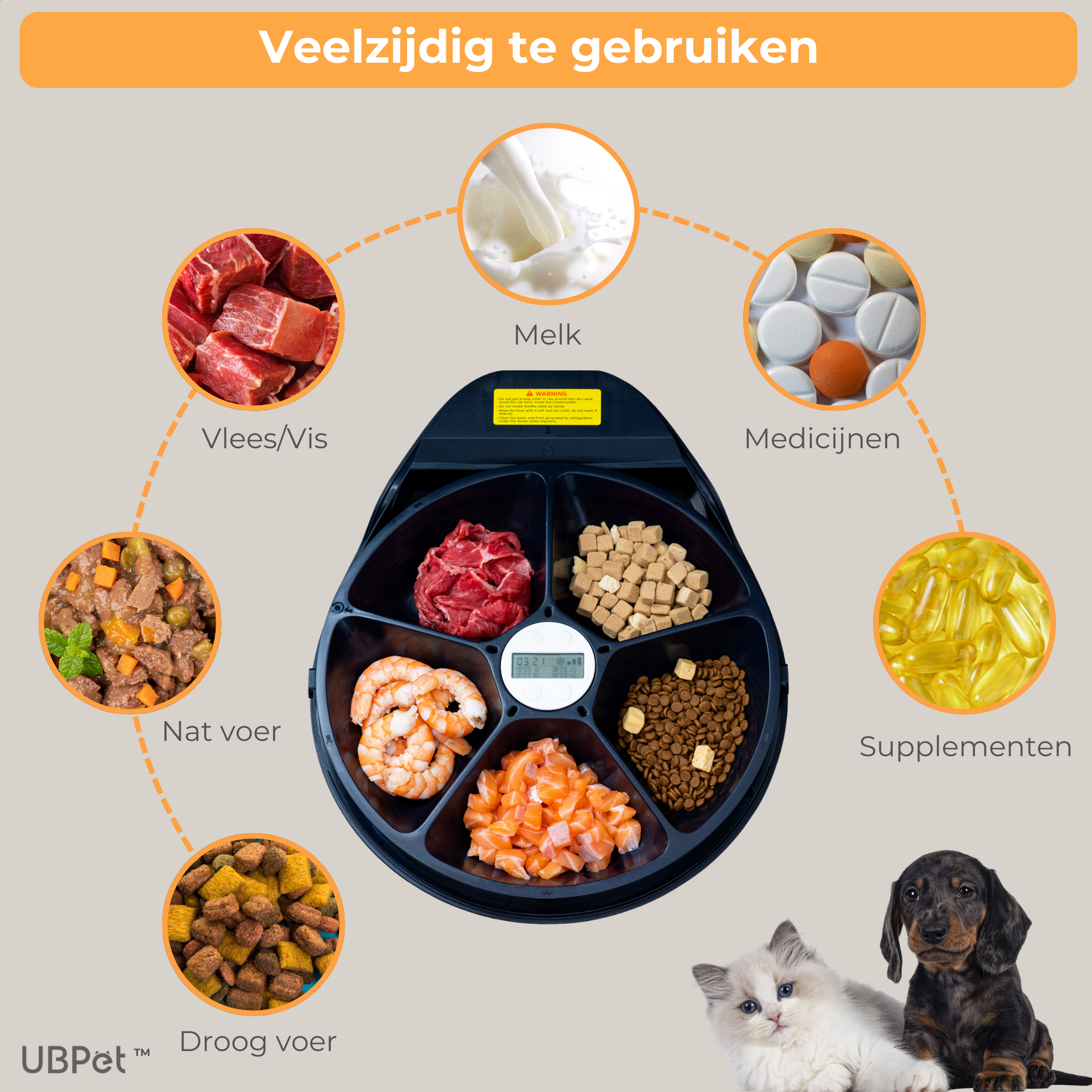 UBpet F10 automatische voerbak – met koeling en 5 compartimenten