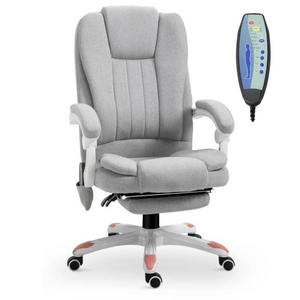 Verstelbare ergonomische bureaustoel als directie- en gamestoel grijs met voetensteun en comfortabele kussens